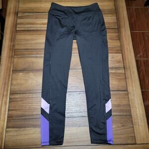Athletic Works Black Leggings w/Purple Cuffs - Size XL (14-16)